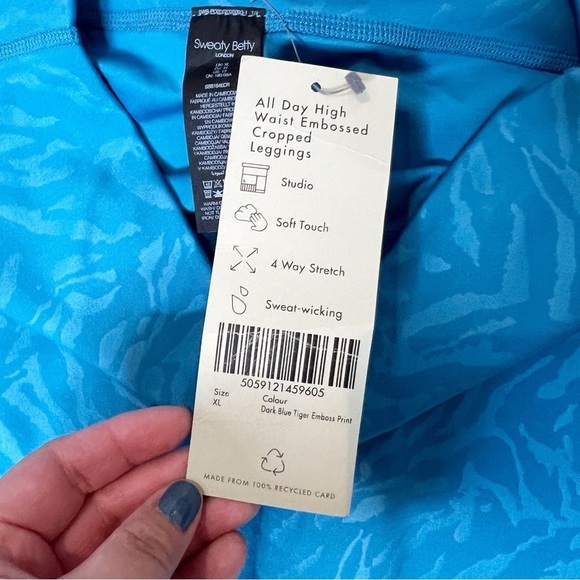NEW Sweaty Betty Women’s Blue Tiger Print All Day Crop Performance Legging Sz 12 - Picture 7 of 13